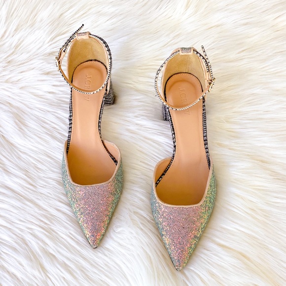 J Crew pointy sparkly beaded block heel sandals - Picture 2 of 8